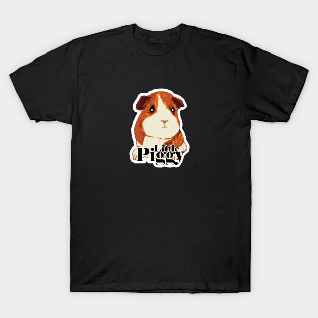 Fuzzy Guinea Pig with Little Piggy typography T-Shirt by MinkkiDraws